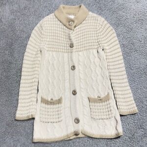 👉 Sweet Heart Girls Cream & Tan Cable Knit Button Cardigan US: 5-6 Years l